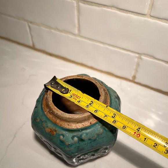 Vintage Chinese Earthenware Green Drip Glaze Ginger Jar Pot - Picture 8 of 8